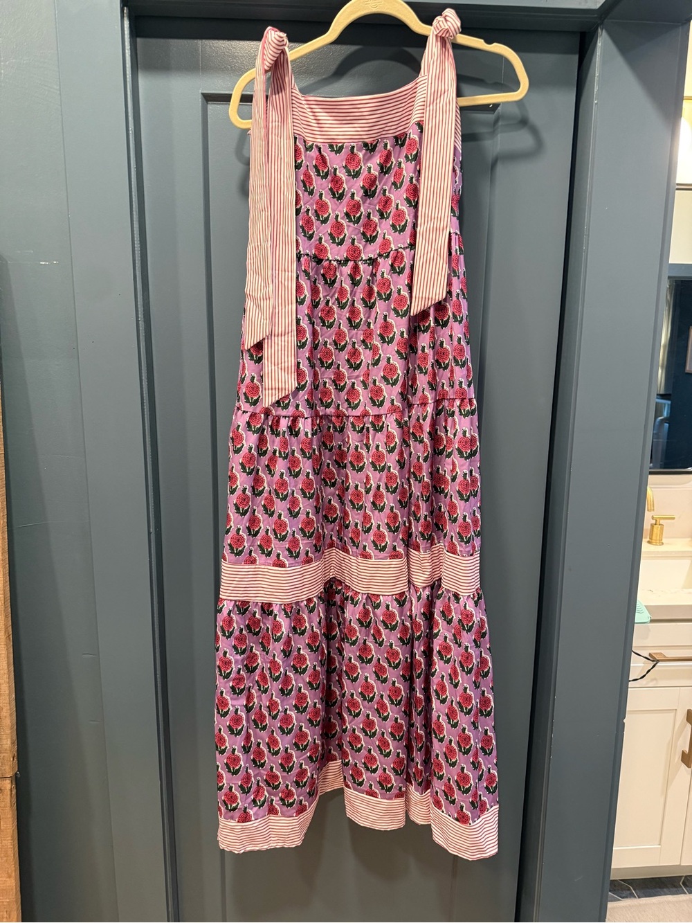 Pink Floral Tiered Tie-Shoulder Sundress